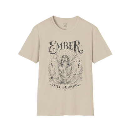 Sand Ember T-Shirt featuring celestial spiritual artwork with earthy desert-inspired vintage styling.
