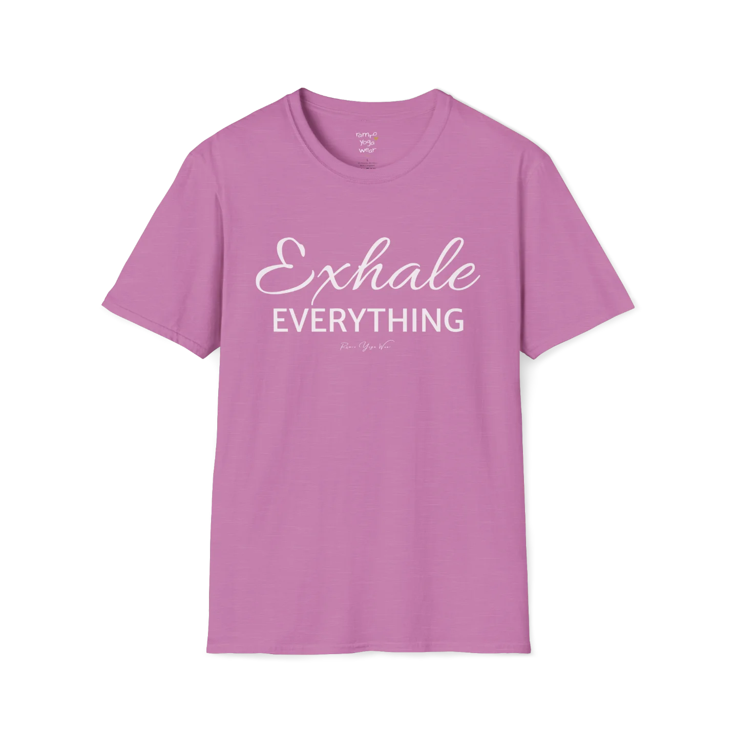 "Exhale Everything" minimal script and type design — The Vault collection by Ramro Yoga Wear — Heather Radiant Orchid