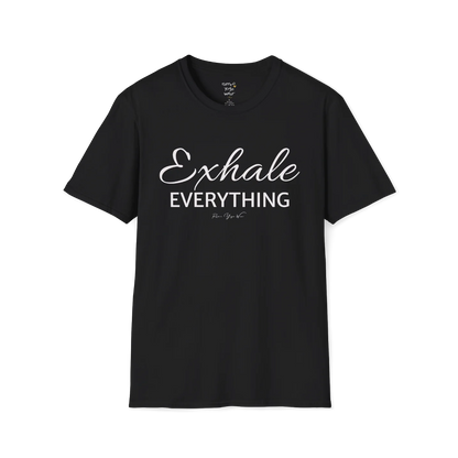 "Exhale Everything" minimal script and type design — The Vault collection by Ramro Yoga Wear — Black