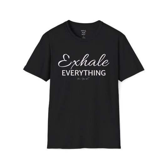 "Exhale Everything" minimal script and type design — The Vault collection by Ramro Yoga Wear — Black