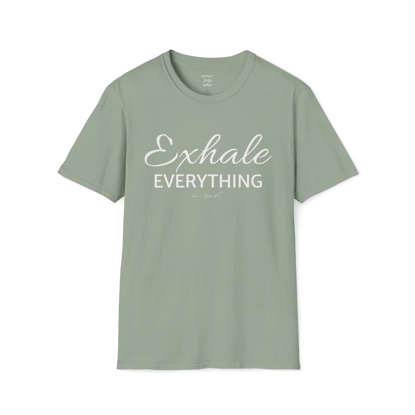"Exhale Everything" minimal script and type design — The Vault collection by Ramro Yoga Wear — Sage