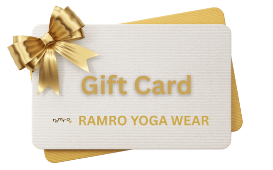 Ramro Yoga Wear digital gift card with gold ribbon