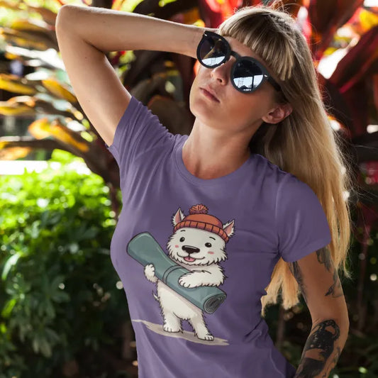 Hamish T-Shirt lifestyle image featuring playful colorful yoga vibe.