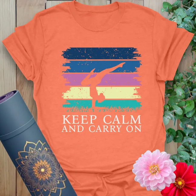 Heather orange yoga shirt with bold brushstrokes and yoga affirmation