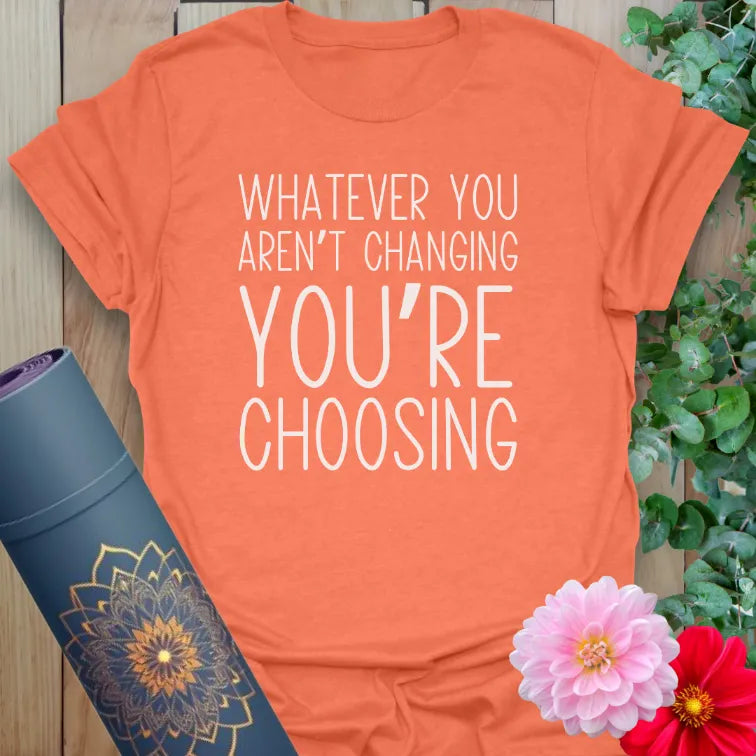 Heather orange t-shirt with transformational quote and minimalist layout