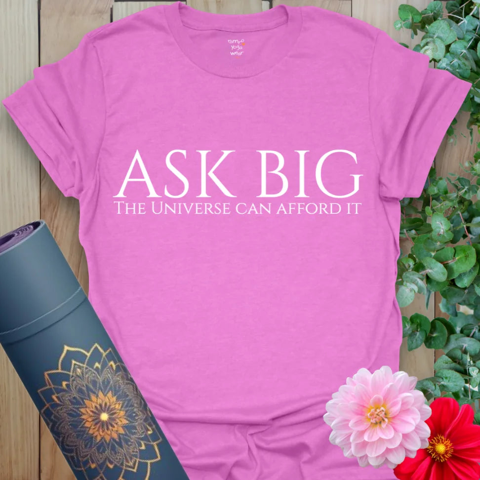 Radiant orchid cotton tee featuring spiritual quote for manifestation and self-empowered style.