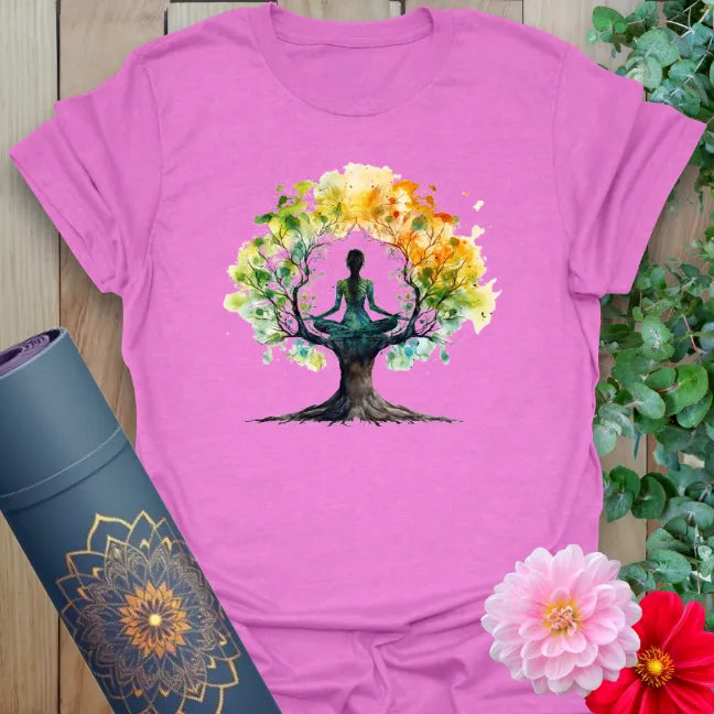 Purple Be Free T-Shirt with spiritual nature design and watercolor art