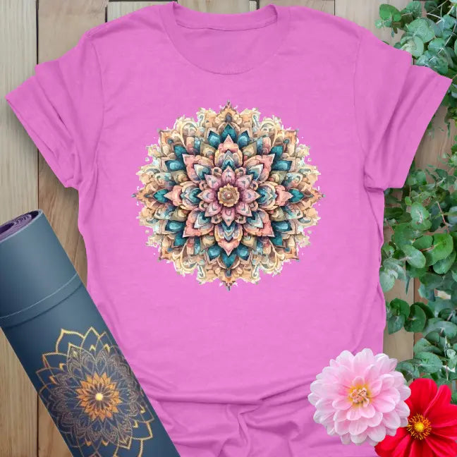 Purple Color My Day T-Shirt featuring detailed vibrant mandala art