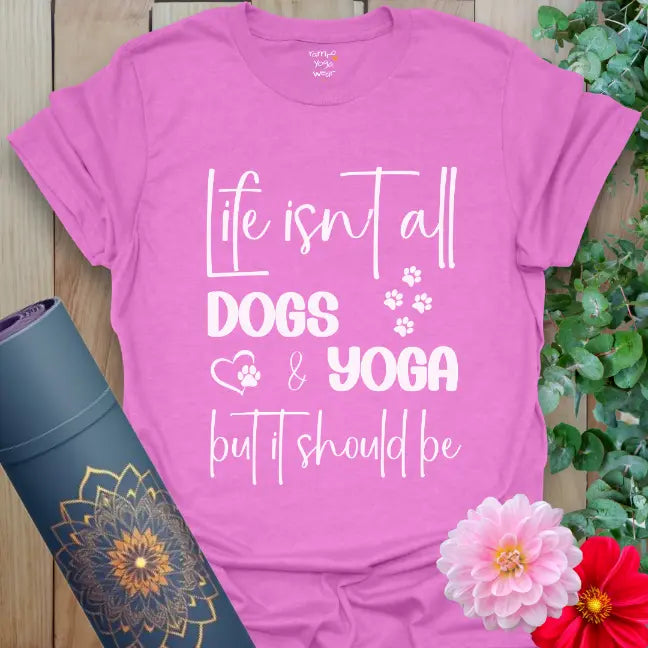 Purple Dog T-Shirt featuring cute paw print yoga quote design