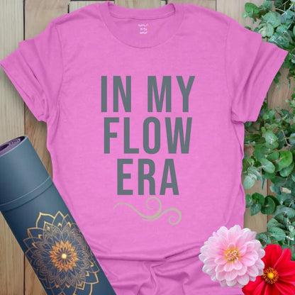 Era T-Shirt in Heather Radiant Orchid featuring clear stacked message and gentle swirl. Perfect yoga gift.