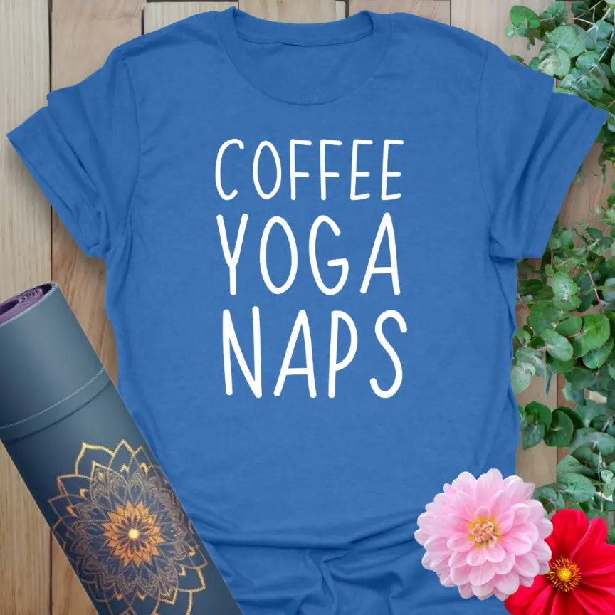 Blue Coffee Nap T-Shirt with modern daily ritual quote