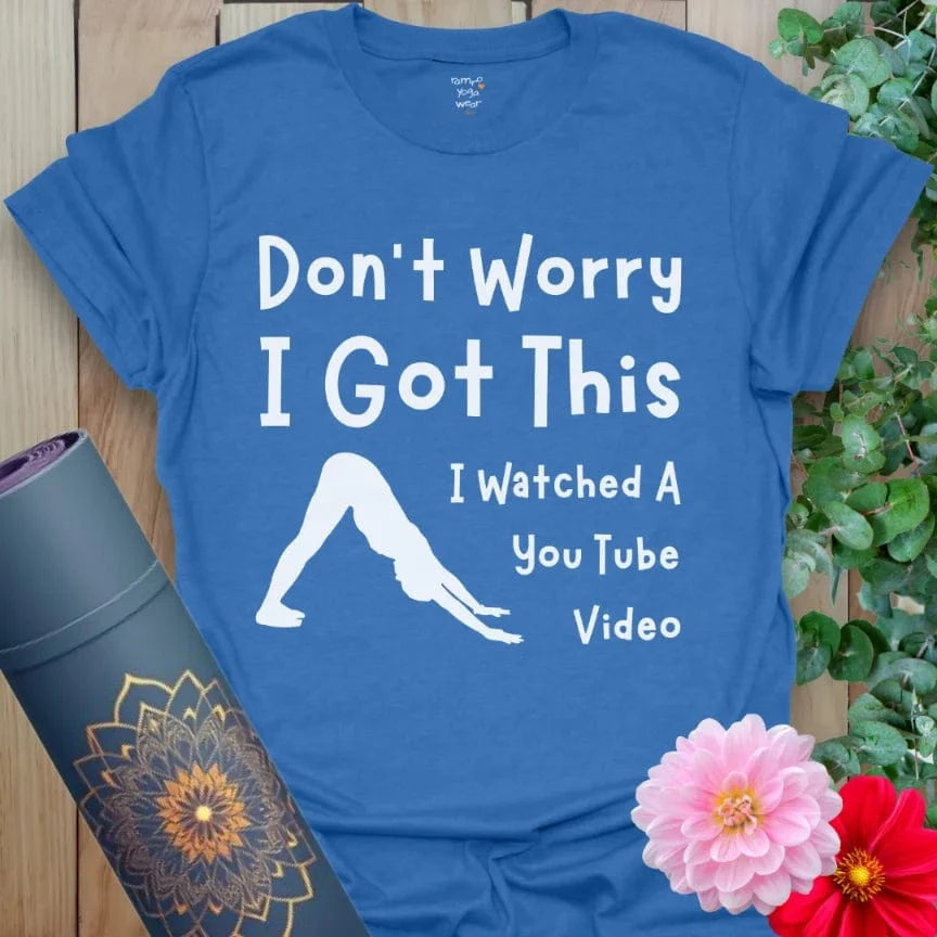 Deep heather royal yoga tee with bold affirmation for inner strength, mindful movement, and soul-led living.