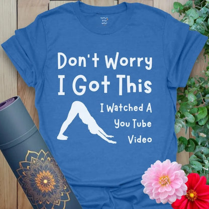 Deep heather royal yoga tee with bold affirmation for inner strength, mindful movement, and soul-led living.