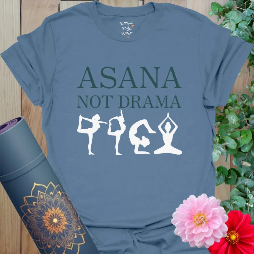 Indigo Blue Asana T-Shirt with motivational design and peaceful yoga art. Balanced color and strong message in one soft tee.