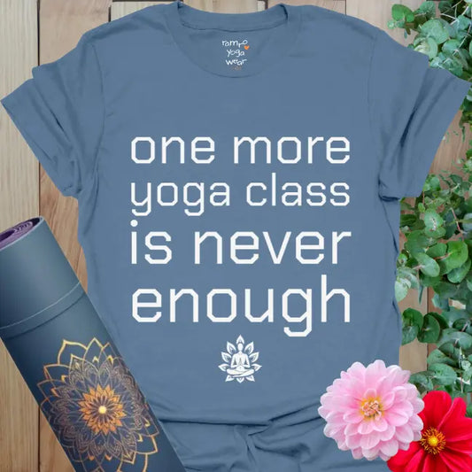 Indigo Blue One More Class T-Shirt with bold retro layout and peaceful energy.