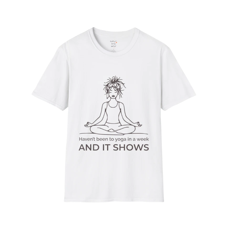 It Shows T-Shirt in white featuring simple minimalist message, fresh and confident yoga lifestyle tee.