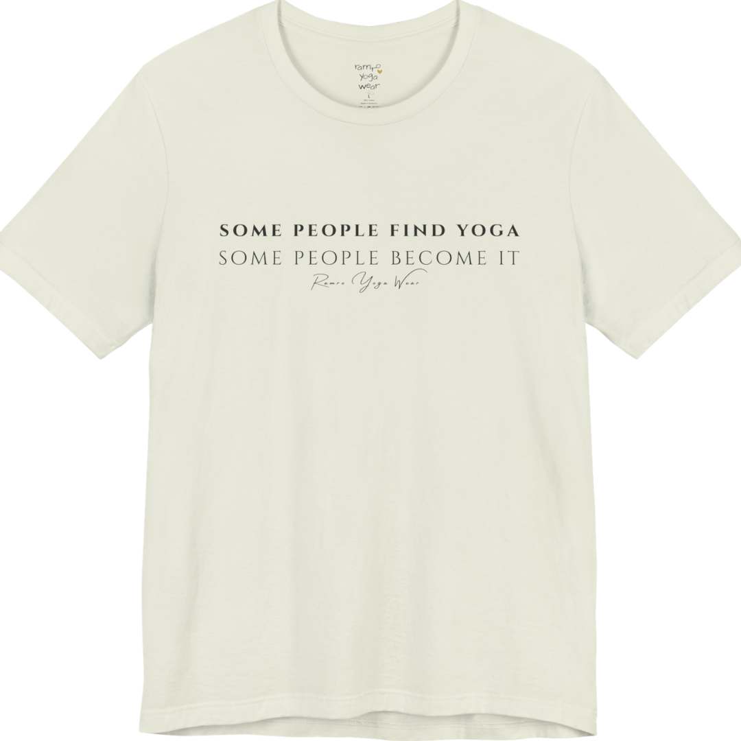 SOME PEOPLE FIND YOGA SOME PEOPLE BECOME IT yoga teacher gift tee flat lay in Citron — Yoga Teacher Gifts collection by Ramro Yoga Wear