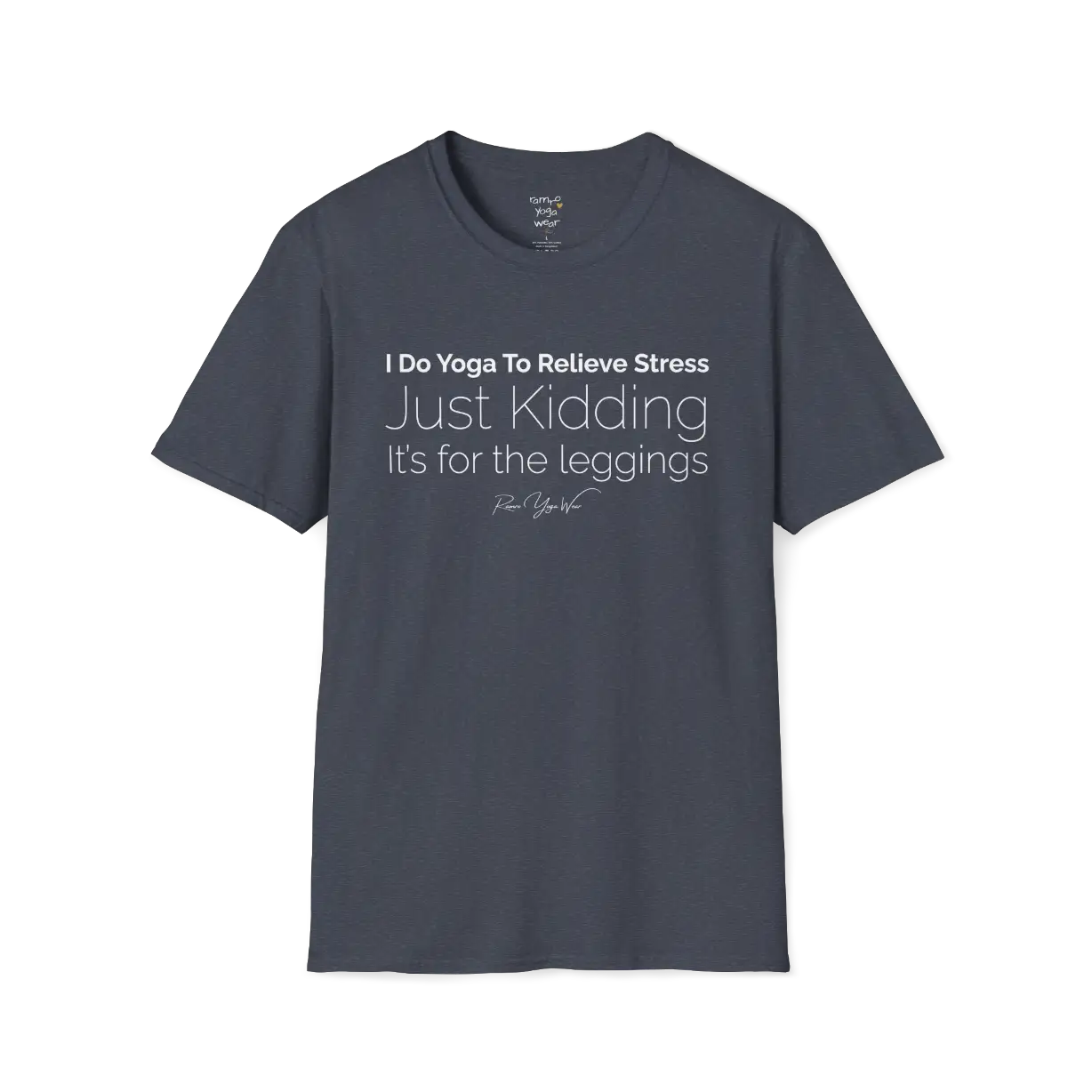 "I Do Yoga To Relieve Stress, Just Kidding It's For The Leggings" design — The Vault collection by Ramro Yoga Wear, Heather Navy