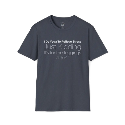"I Do Yoga To Relieve Stress, Just Kidding It's For The Leggings" design — The Vault collection by Ramro Yoga Wear, Heather Navy