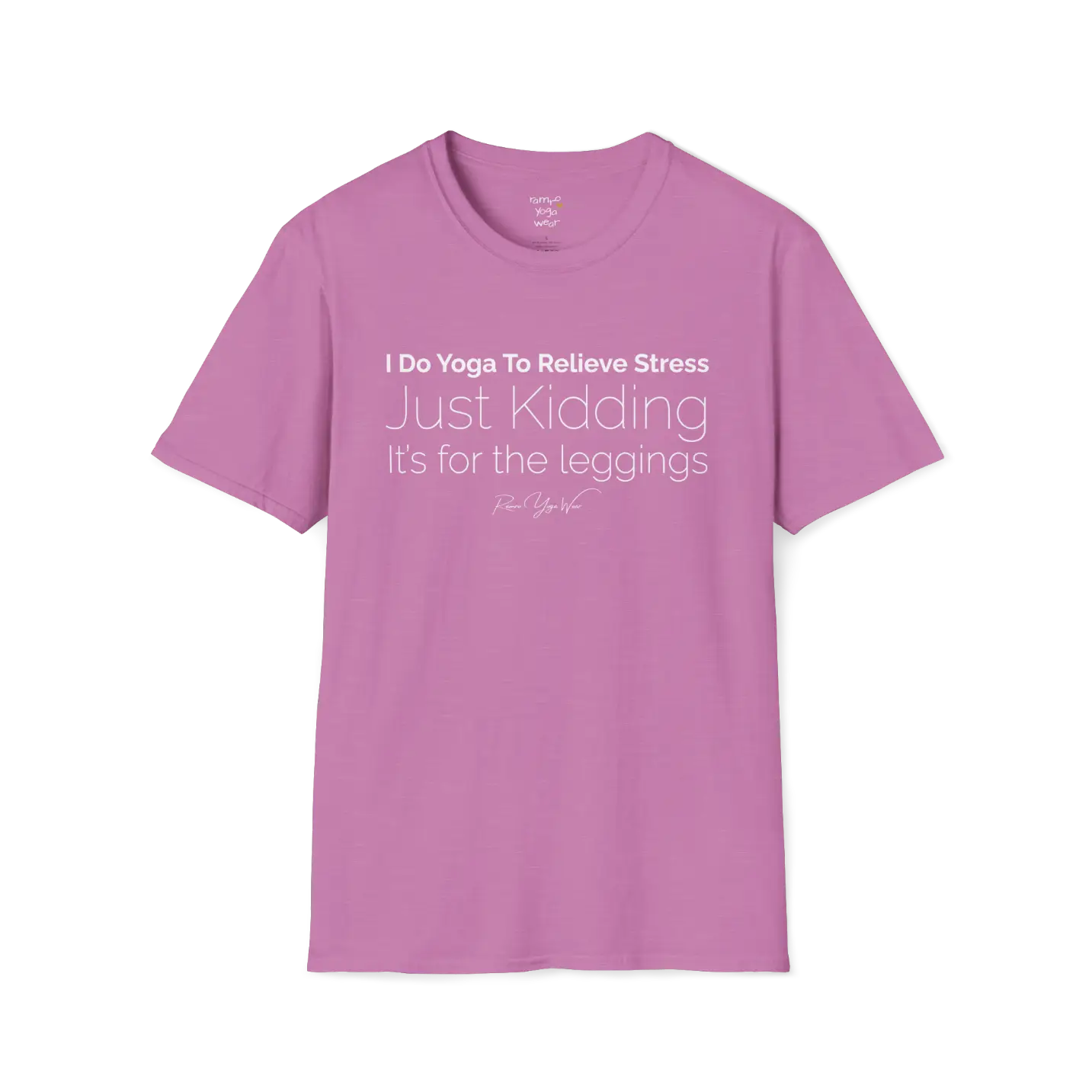 "I Do Yoga To Relieve Stress, Just Kidding It's For The Leggings" design — The Vault collection by Ramro Yoga Wear, Heather Radiant Orchid.
