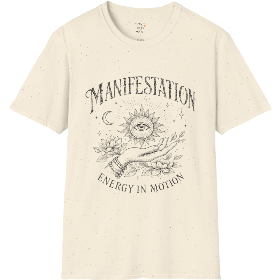 Natural Manifestation T-Shirt with soft vintage-style mystical artwork and spiritual affirmation-inspired aesthetic.