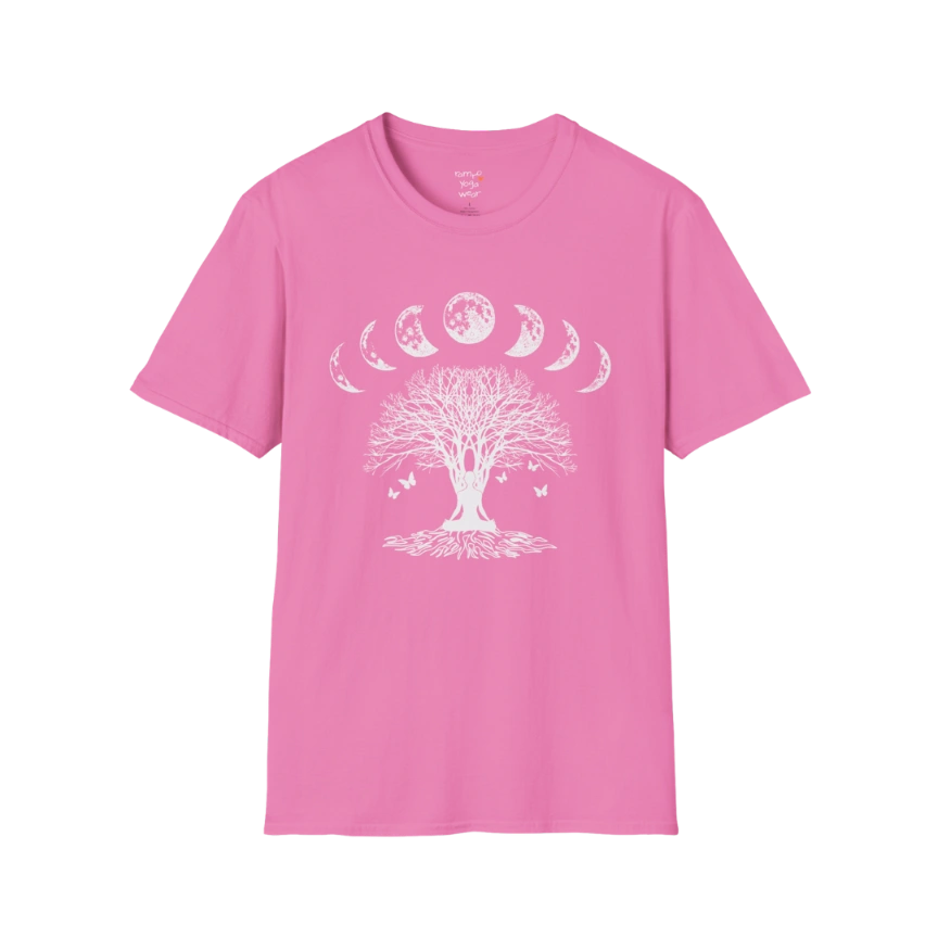 Moonlit tree silhouette with moon phase arc design — The Vault collection by Ramro Yoga Wear — Azalea