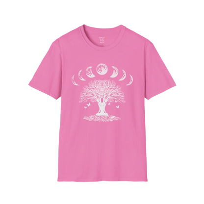 Moonlit tree silhouette with moon phase arc design — The Vault collection by Ramro Yoga Wear — Azalea