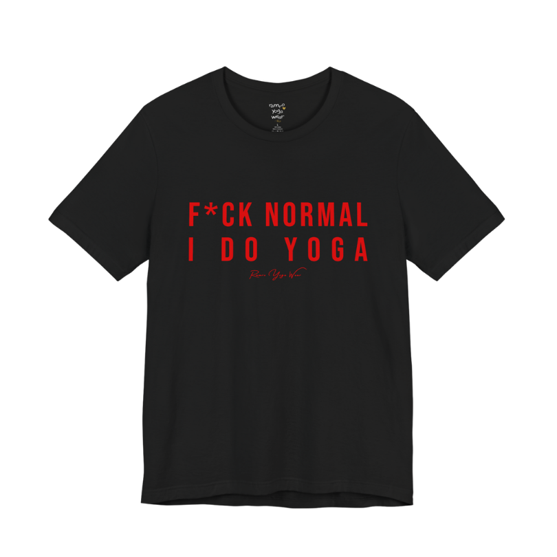 Bold yoga slogan tee in Black — Funny Yoga Shirts collection by Ramro Yoga Wear