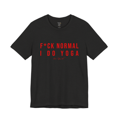Bold yoga slogan tee in Black Heather — Funny Yoga Shirts collection by Ramro Yoga Wear