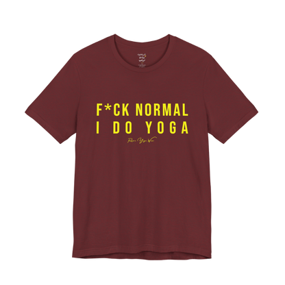 Bold yoga slogan tee in Heather Cardinal — Funny Yoga Shirts collection by Ramro Yoga Wear