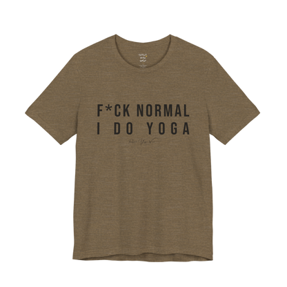 Bold yoga slogan tee in [Heather Olive — Funny Yoga Shirts collection by Ramro Yoga Wear