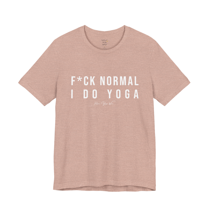 Bold yoga slogan tee in Heather Prism Peach — Funny Yoga Shirts collection by Ramro Yoga Wear