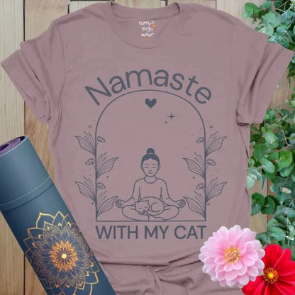 Paragon Cat Nap T-Shirt with serene yoga and cat nap theme, blending mindfulness and pets.