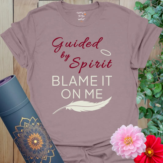 Paragon Guided By Spirit T-Shirt with elegant script and halo design. Guided by Spirit slogan tee.