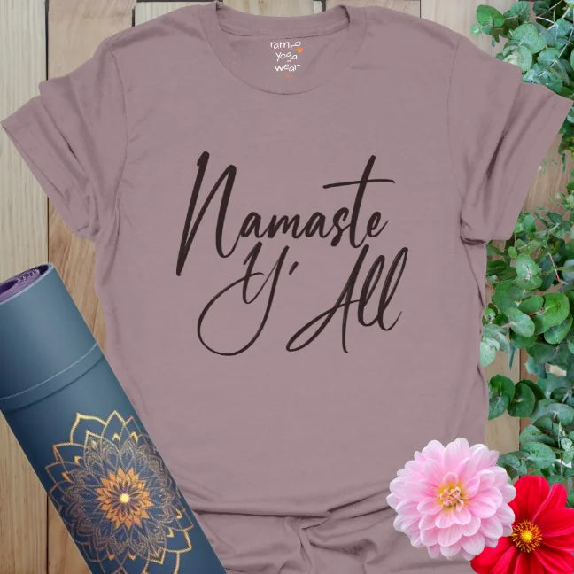 Paragon-toned tee with “Namaste Y’All” in bold script. A soulful yoga gift tee in a warm muted shade.