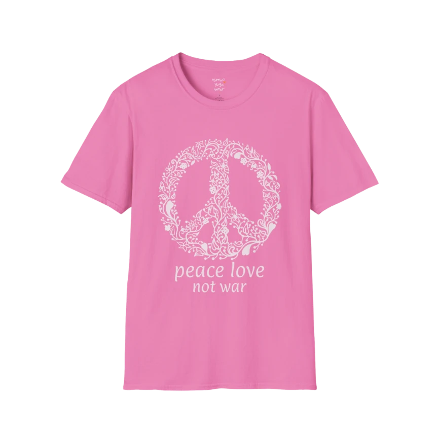 Vintage floral peace symbol design with "peace love not war" text — The Vault collection by Ramro Yoga Wear — Azalea