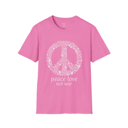 Vintage floral peace symbol design with "peace love not war" text — The Vault collection by Ramro Yoga Wear — Azalea
