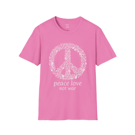 Vintage floral peace symbol design with "peace love not war" text — The Vault collection by Ramro Yoga Wear — Azalea