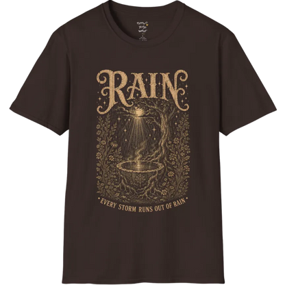 Rain falling into a stone basin beneath an ancient tree — Sacred Thread collection by Ramro Yoga Wear in Dark Chocolate