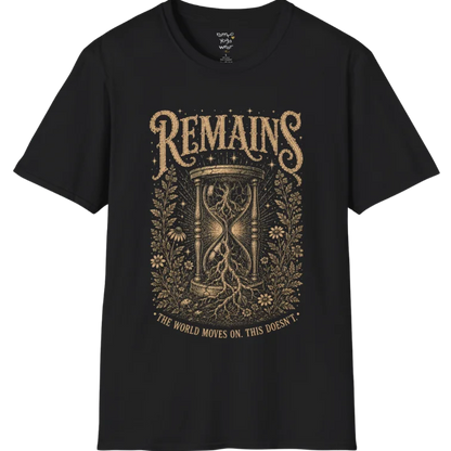 A short sleeved tee, design an hourglass with tree roots growing through it — Sacred Thread collection by Ramro Yoga Wear in Black