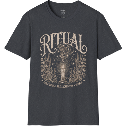 Lit candle with incense smoke and botanical detail — Wild Devotion collection by Ramro Yoga Wear in Dark Heather Grey