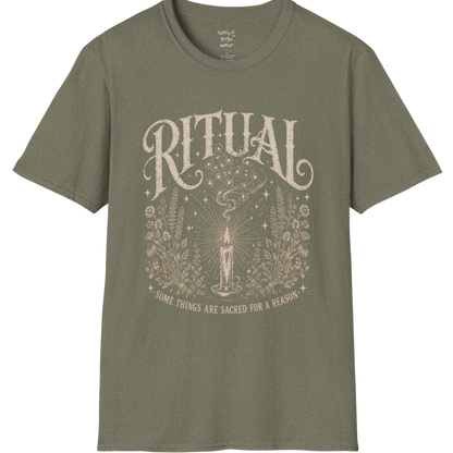 Lit candle with incense smoke and botanical detail — Wild Devotion collection by Ramro Yoga Wear in Heather Military Green