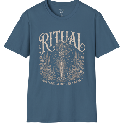 Lit candle with incense smoke and botanical detail — Wild Devotion collection by Ramro Yoga Wear in Indigo Blue
