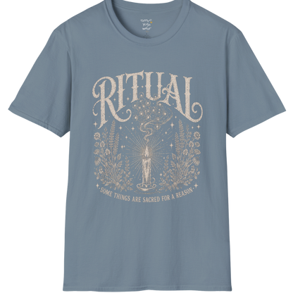 Lit candle with incense smoke and botanical detail — Wild Devotion collection by Ramro Yoga Wear in Stone Blue
