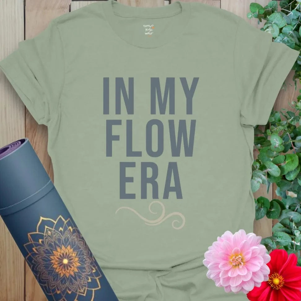 Sage Era T-Shirt with calm-centered design and stacked message. A grounded yoga lifestyle shirt.
