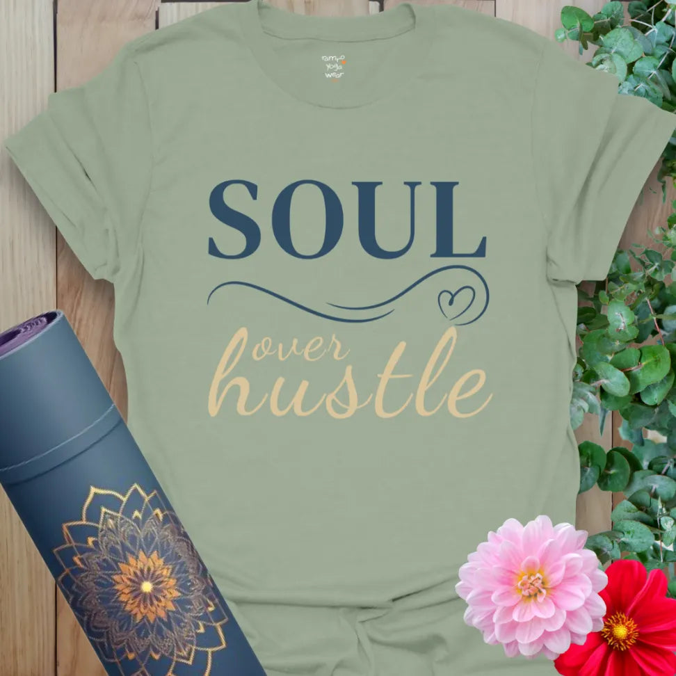Sage Still Soul T-Shirt with gentle script and earthy vibe. Ideal for meditation, breathwork, and centered living.