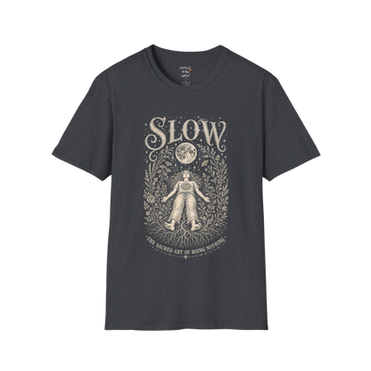 Woman in Savasana with botanical frame and full moon engraving design — Sacred Thread collection by Ramro Yoga Wear