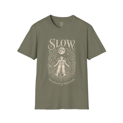 Woman in Savasana with botanical frame and full moon engraving design — Sacred Thread collection by Ramro Yoga Wear