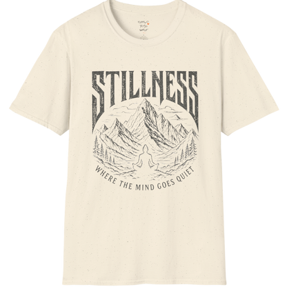 Stillness T-Shirt in Natural featuring vintage mystical design with soft neutral tones and mindful energy.