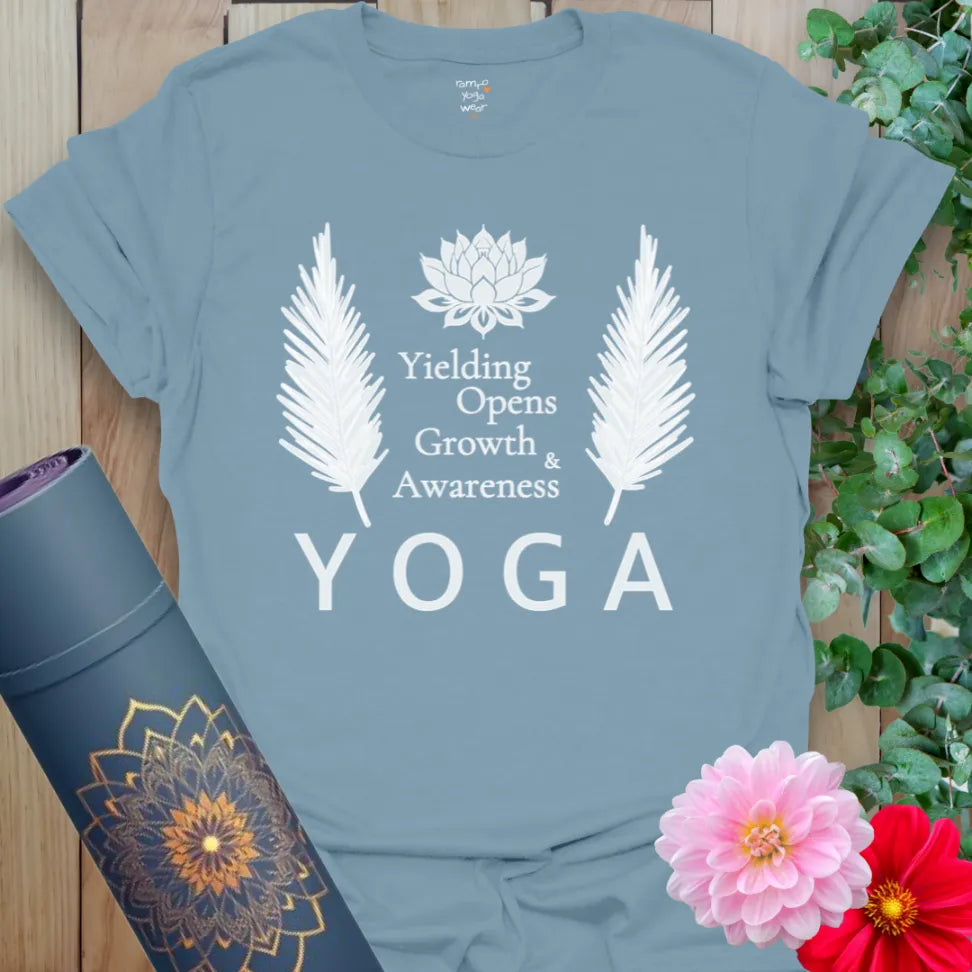 Stone blue Bloom Within T-Shirt with soft cotton feel and soul-centered quote